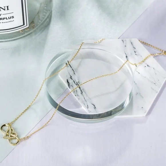 Elegant Infinity Heart Pendant Necklace Gold - Picture 3 of 5